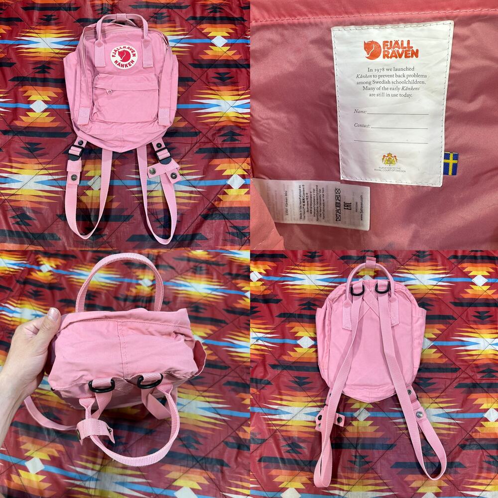 Fjallraven Kanken Mini Backpack 7L Pink 23561 Straps Travel School Adjustable